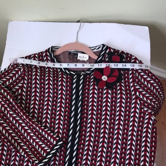 Jasper Knits NEW Graphic Print Textured Cardigan Zip Front Flower Cardi Jacket L - Picture 15 of 16